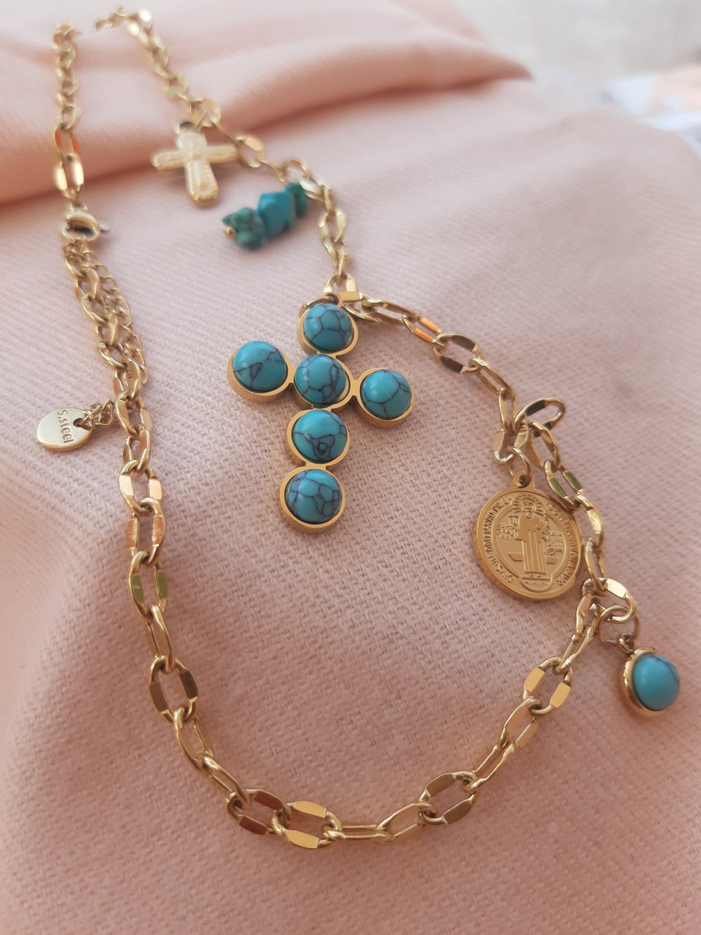 Rosary necklace short prayer blessed.