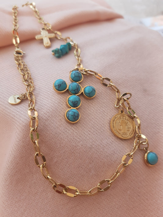 Rosary necklace short prayer blessed.